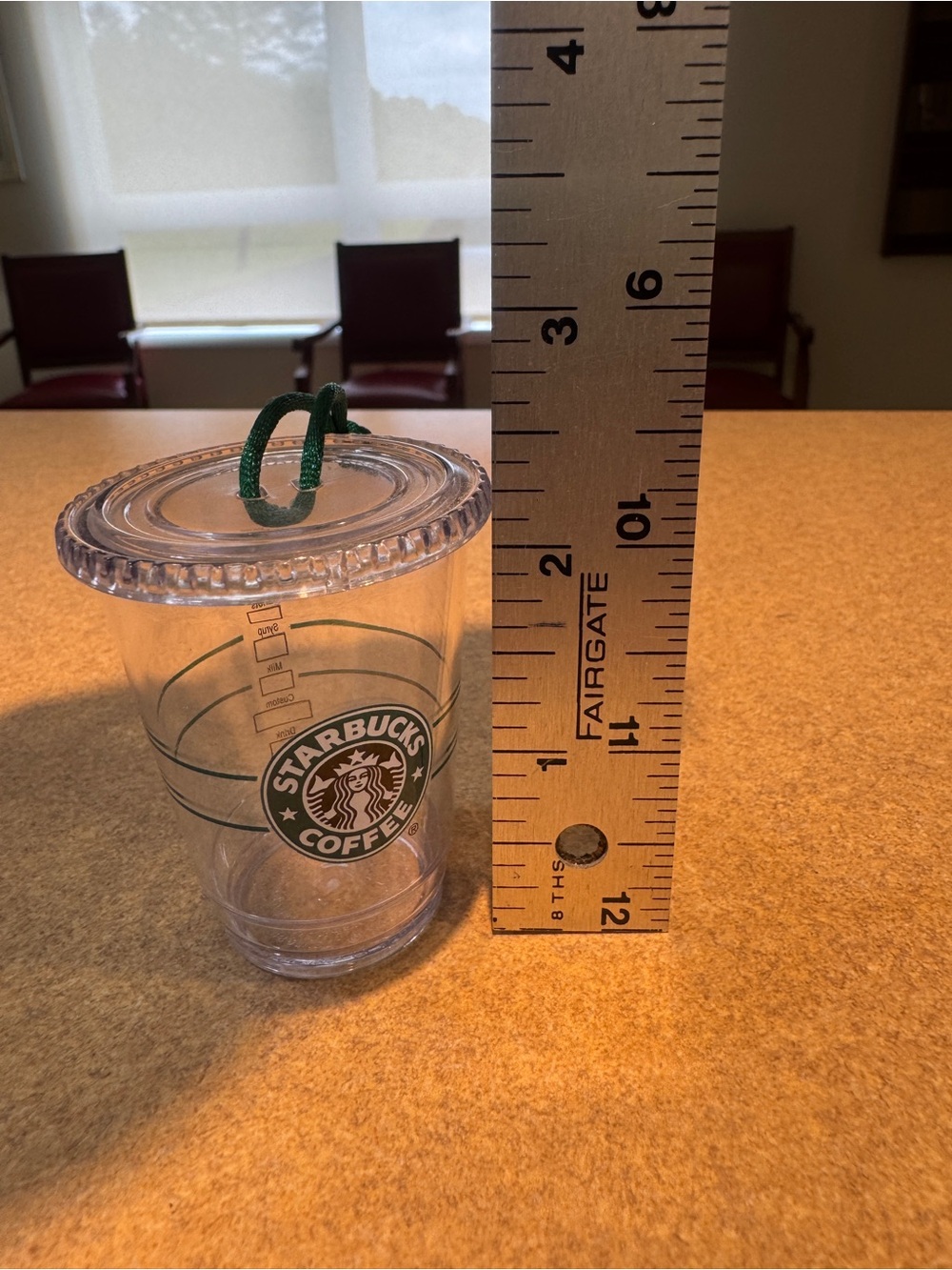 Starbucks Clear Mini Cup Ornament with Green Logo Plastic